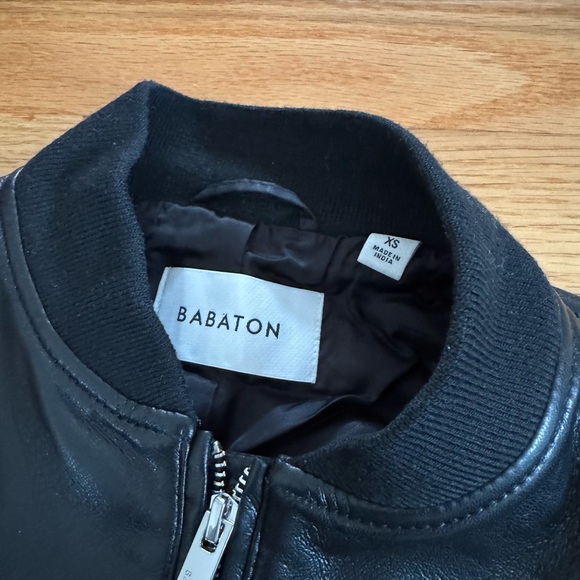 Aritzia Black Vegan Leather Synergy Bomber Jacket CURRENT XS - Picture 6 of 7